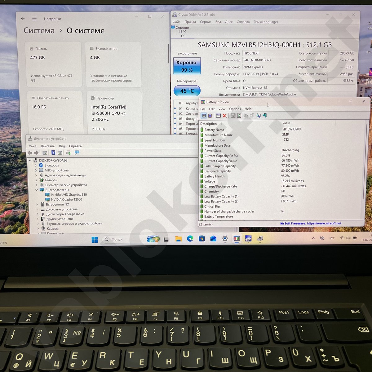 Ноутбук Lenovo ThinkPad P1 Gen 2 i9 T2000 4K — фото 6
